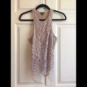 EXPRESS Nude & Blush Pink Floral Crochet Lace Tank